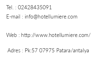 Hotel Lumiere iletiim bilgileri